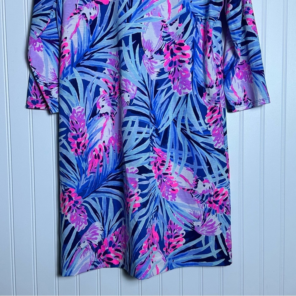LILLY PULITZER Mr Peacock Blue Tweethearts DAPHNE Tunic Shirt Dress M Colorful - Picture 9 of 11